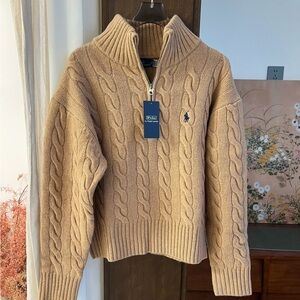 Polo by Ralph Lauren Women's Tan Cable Knit Sweater
